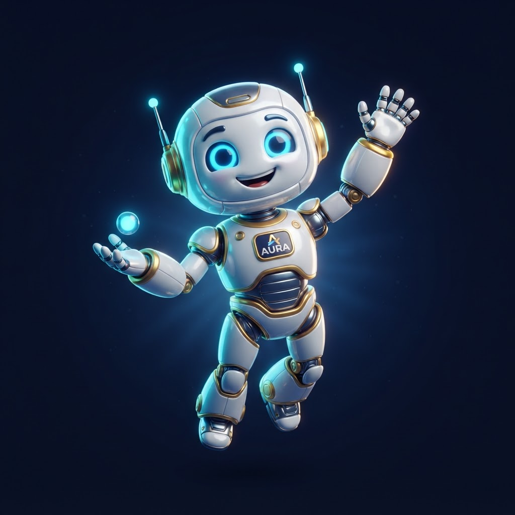 Futuristic robot mascot for Nabil AI Academy